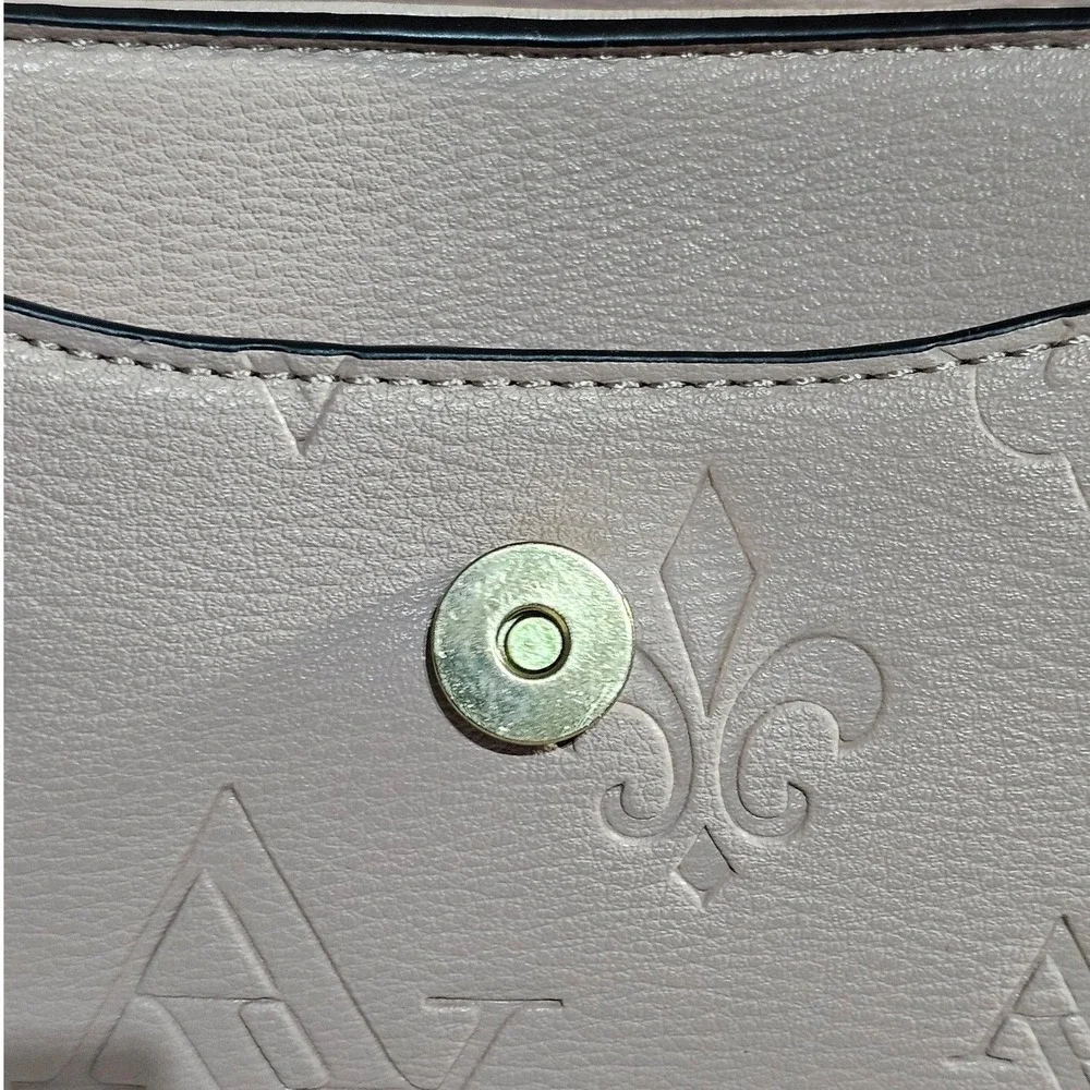 Adrienne Vittadini Satchel Womens Medium Embossed Fleur-de-Lis Top Handle Bag